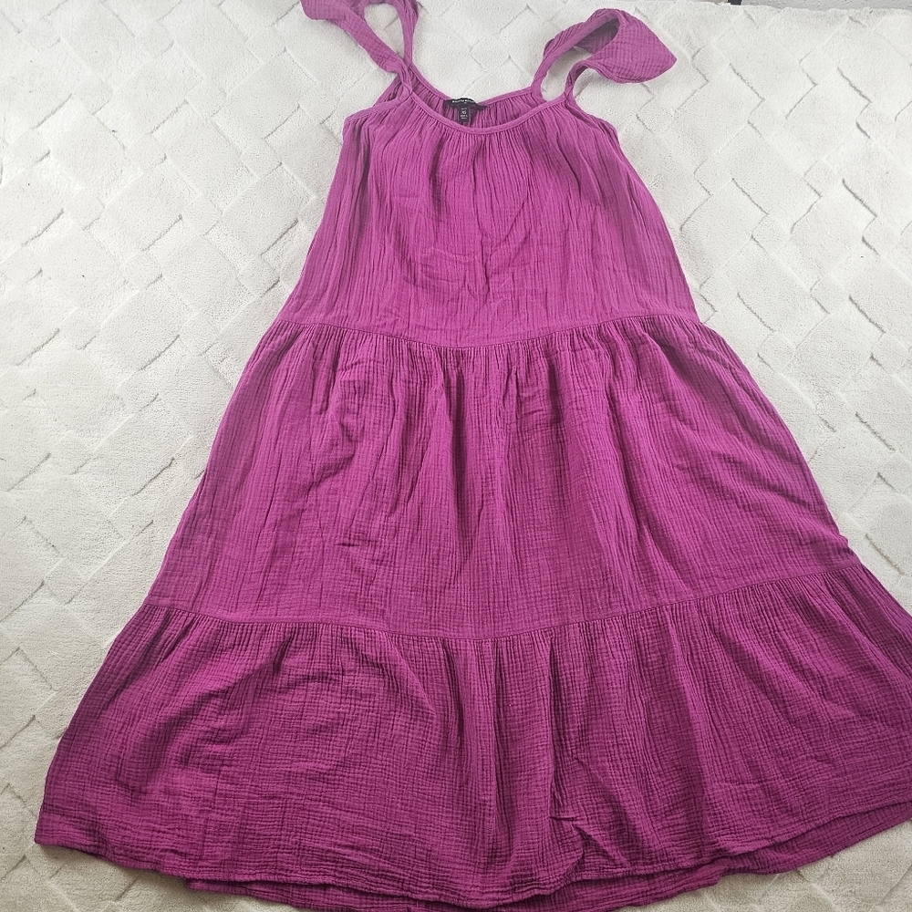Banana Republic Pink Sleeveless Gauze Tiered Midi Dress Womens Extra Small